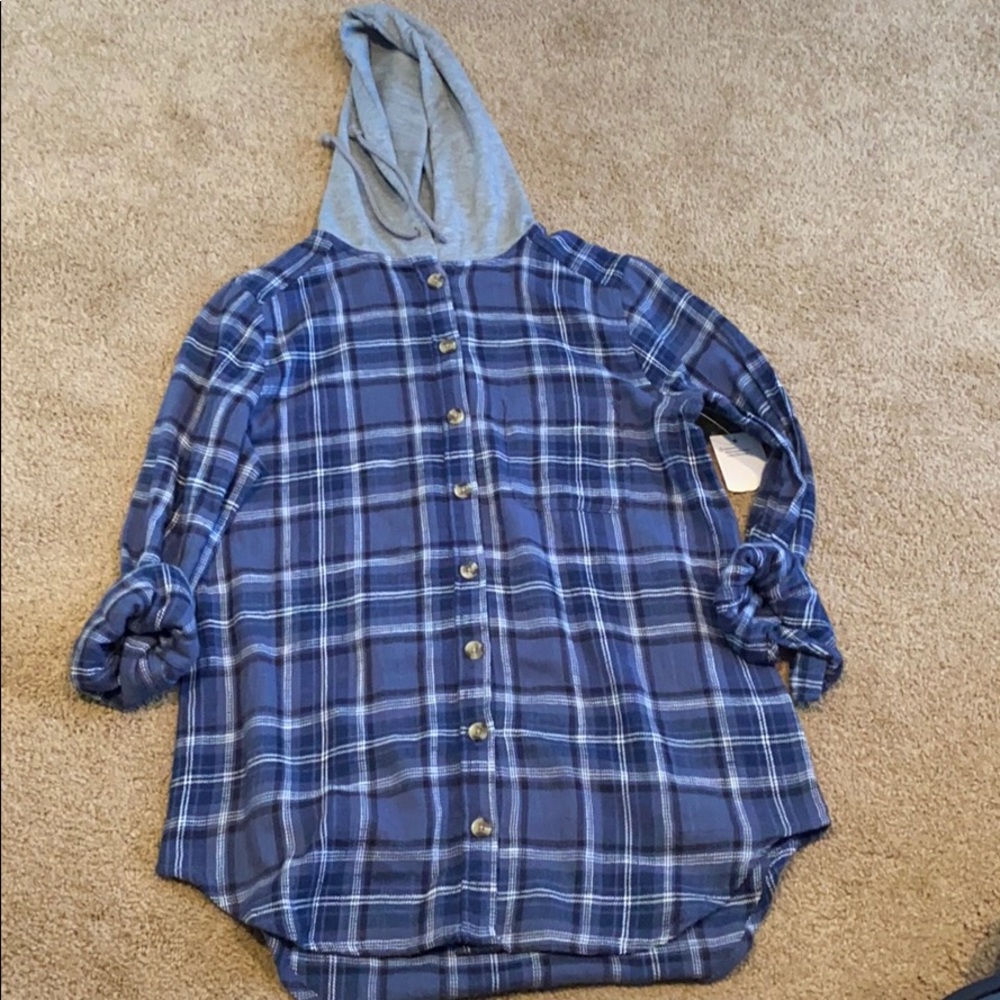 Blue flannel with hood